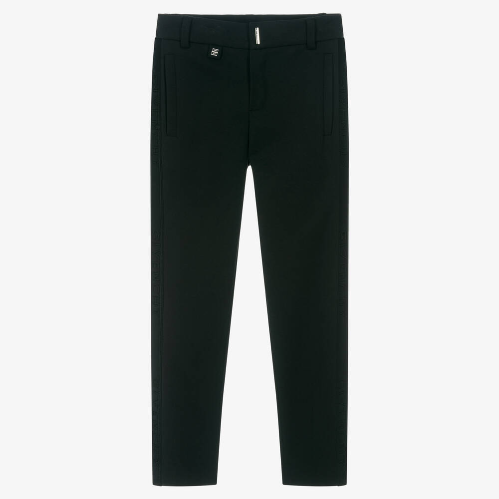 Givenchy - Черные трикотажные брюки с логотипной лентой | Childrensalon