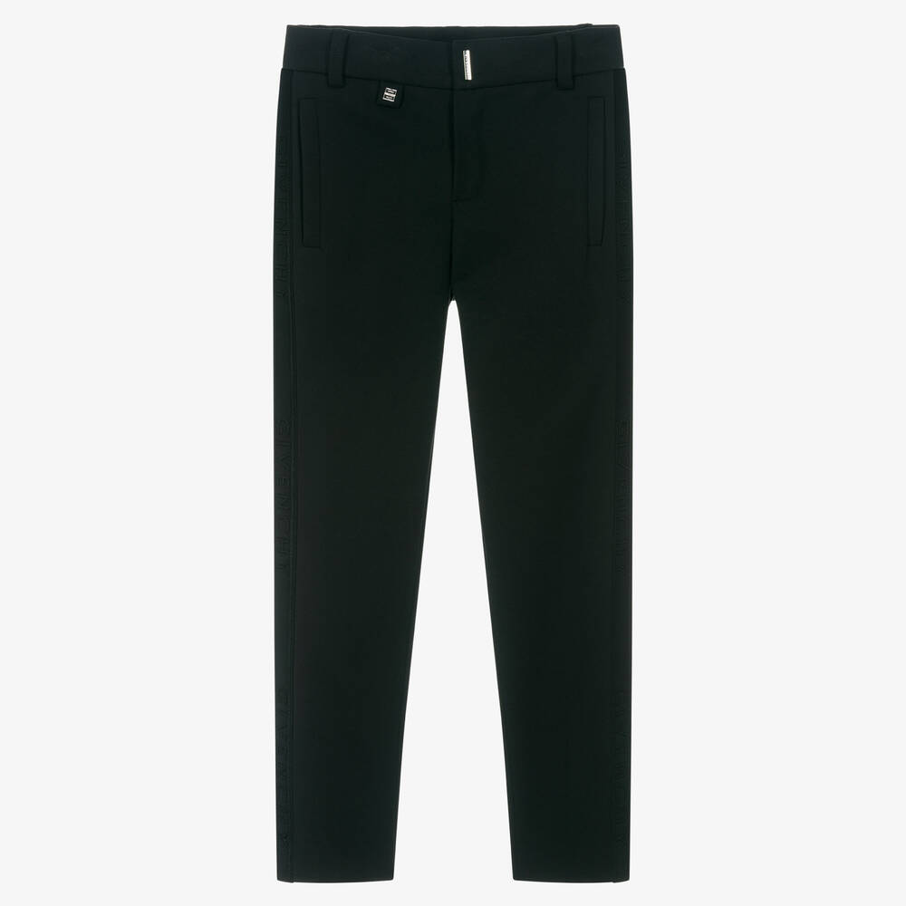 Givenchy-Black Milano Jersey Logo Tape Trousers | Childrensalon Outlet