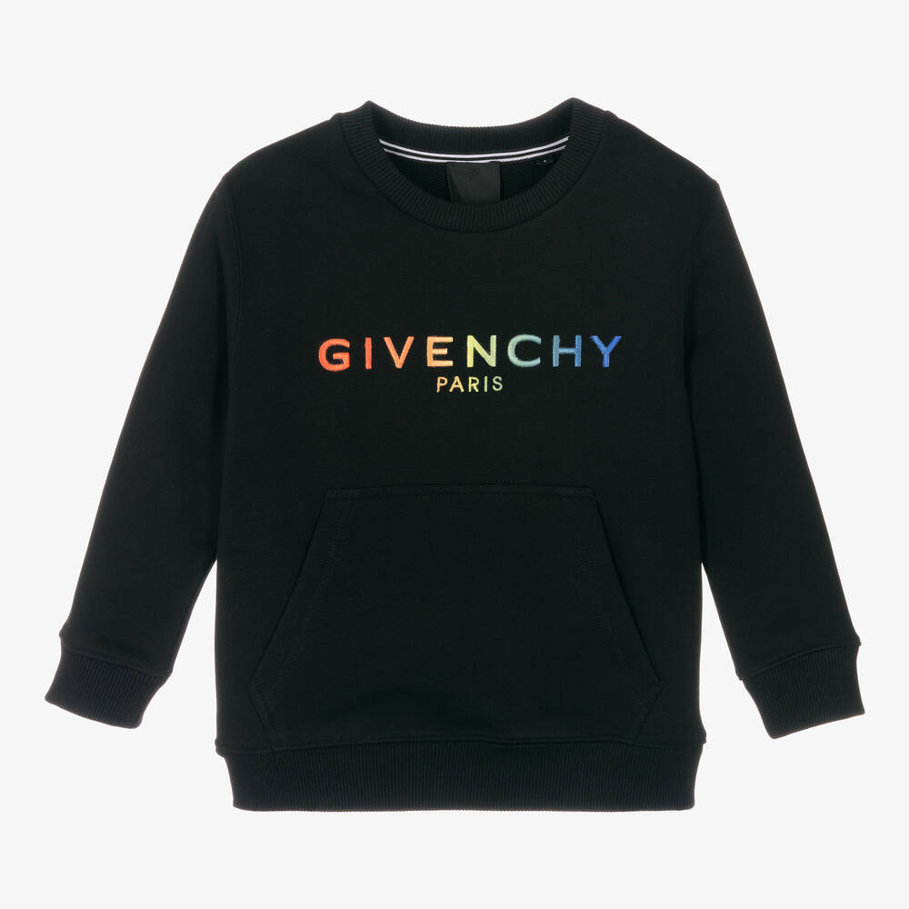 Givenchy - سويتشيرت قطن جيرسي لون أسود للأولاد | Childrensalon