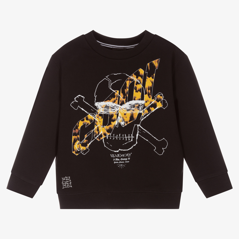 Givenchy-سويتشيرت قطن جيرسي لون أسود للأولاد | Childrensalon Outlet