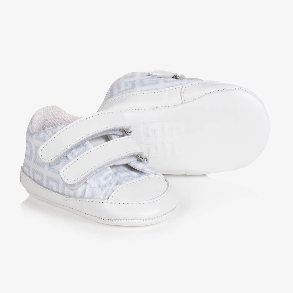 Givenchy - Blue 4G Canvas & Leather Baby Trainers | Childrensalon