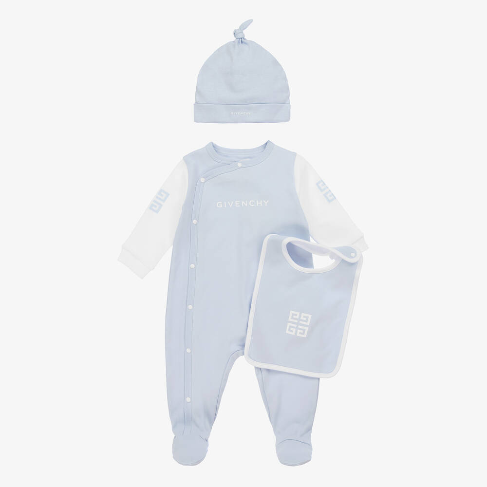 Givenchy-Blue Cotton Babysuit Gift Set | Childrensalon Outlet
