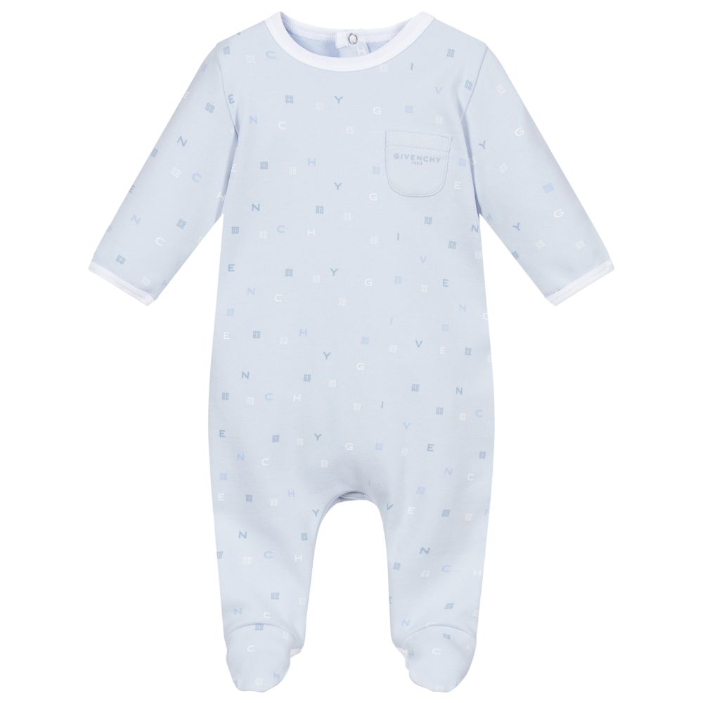 Givenchy - Blue Cotton Logo Babygrow | Childrensalon