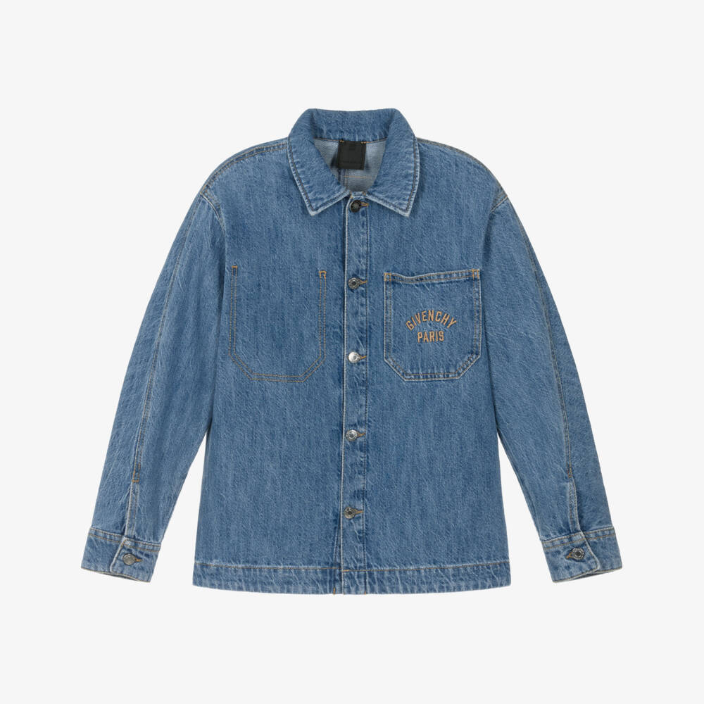 Givenchy-Blue Denim Logo Jacket | Childrensalon Outlet