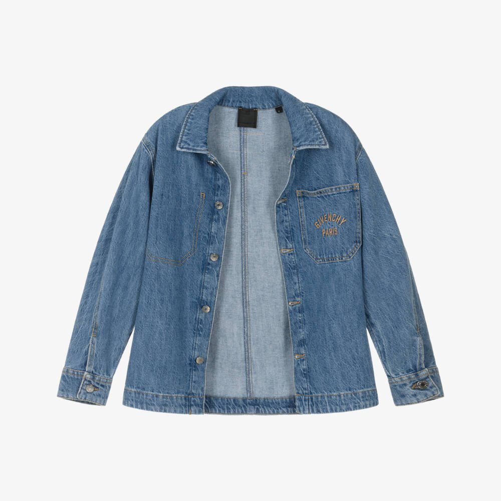 Givenchy-Blue Denim Logo Jacket | Childrensalon Outlet