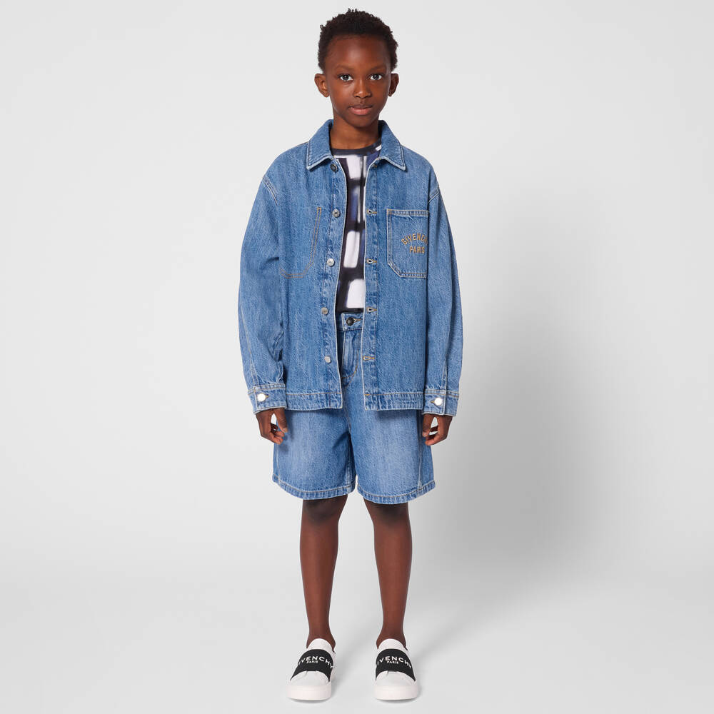 Givenchy-Blue Denim Logo Jacket | Childrensalon Outlet