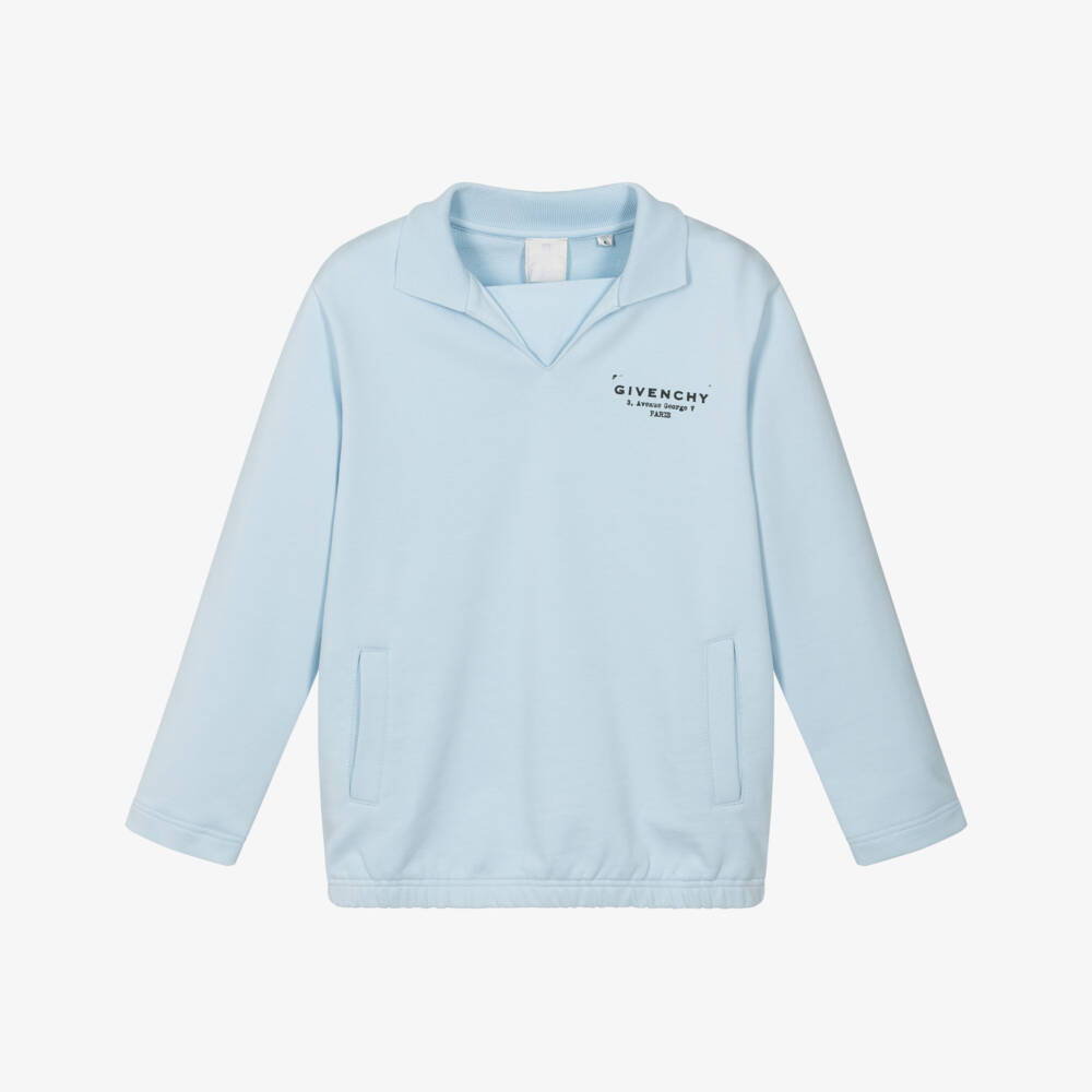 Givenchy-Blue Logo Collar Sweatshirt | Childrensalon Outlet
