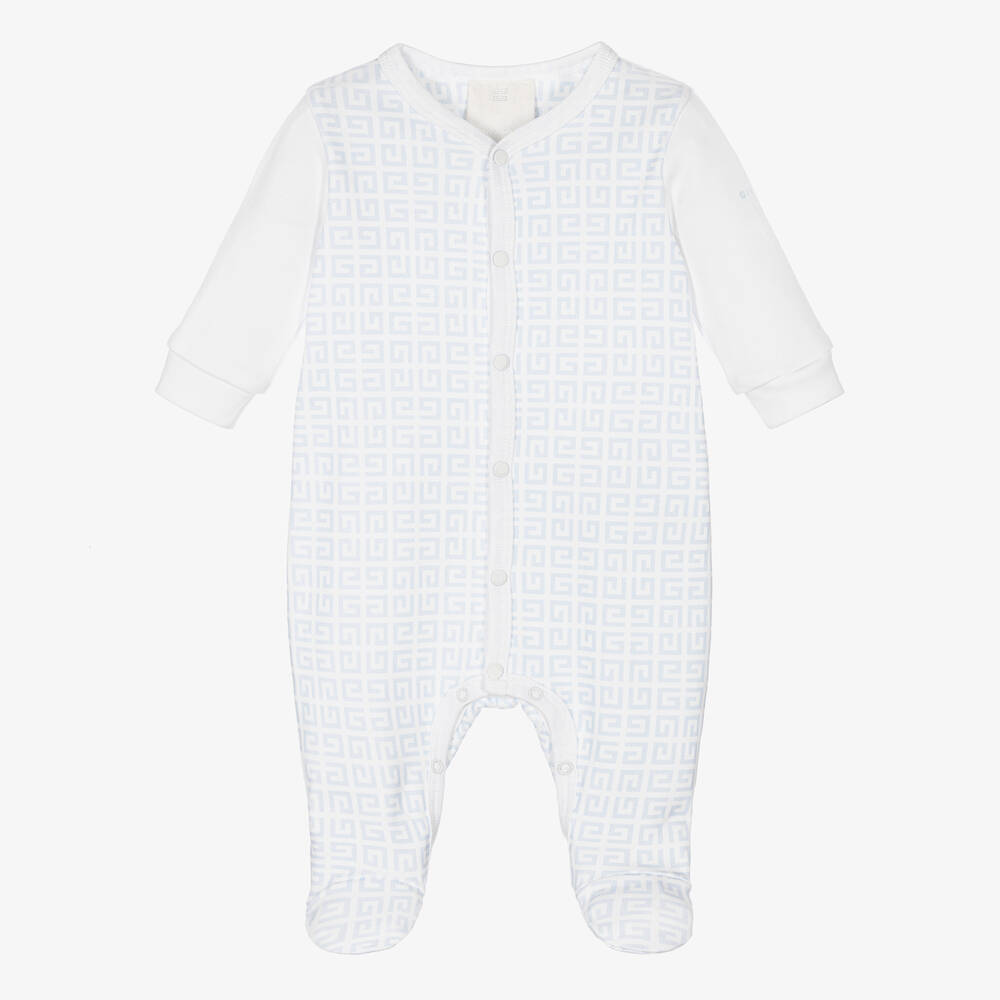 Givenchy-بيبي غرو 4G قطن جيرسي لون أبيض وأزرق للمواليد | Childrensalon Outlet