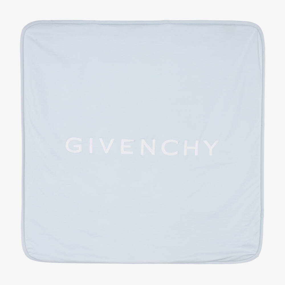 Givenchy - بطانية قطن لون أبيض وأزرق للأطفال (76 سم) | Childrensalon