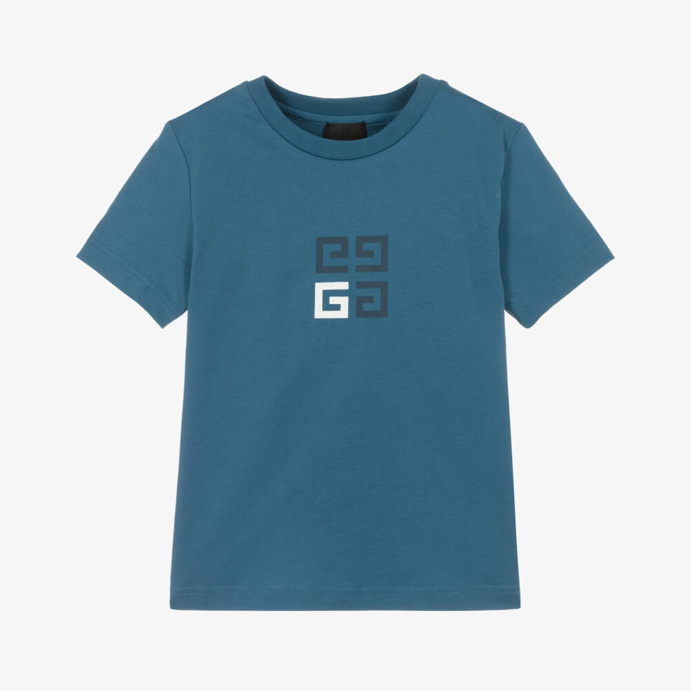 Givenchy-Boys 4G Emblem Blue Tee | Childrensalon Outlet
