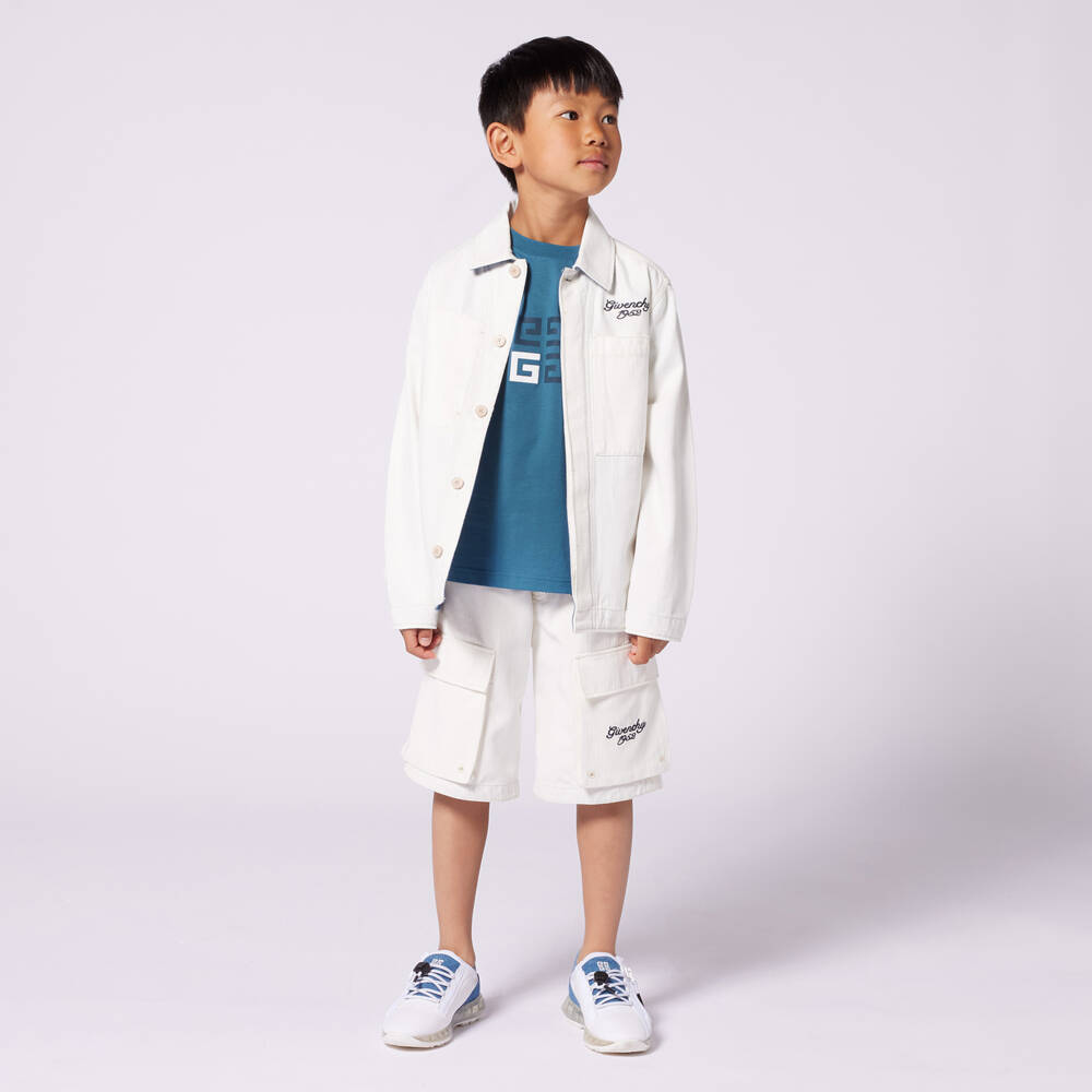 Givenchy-Boys 4G Emblem Blue Tee | Childrensalon Outlet