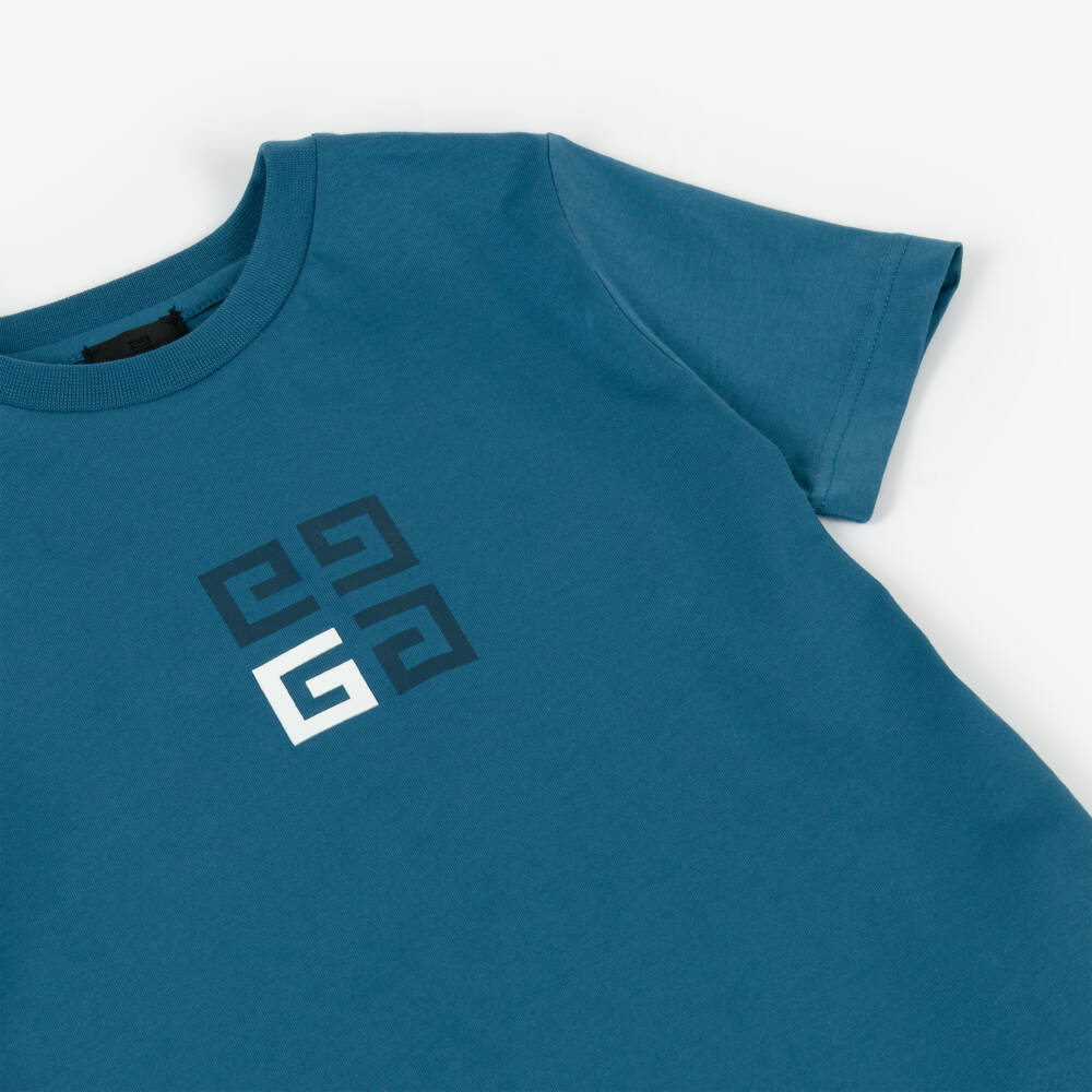 Givenchy-Boys 4G Emblem Blue Tee | Childrensalon Outlet