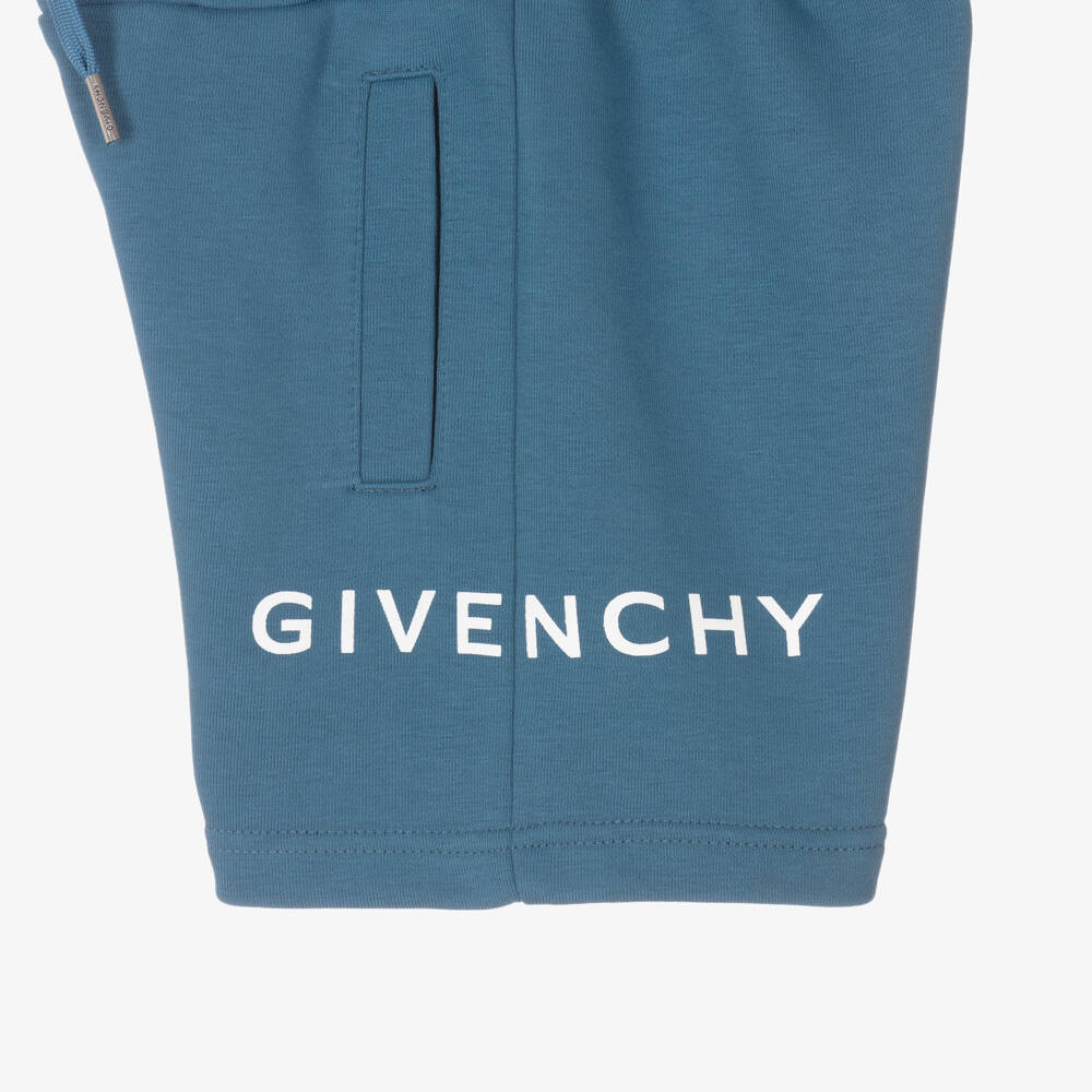 Givenchy-Boys Ash Blue Cotton Blend Shorts | Childrensalon Outlet