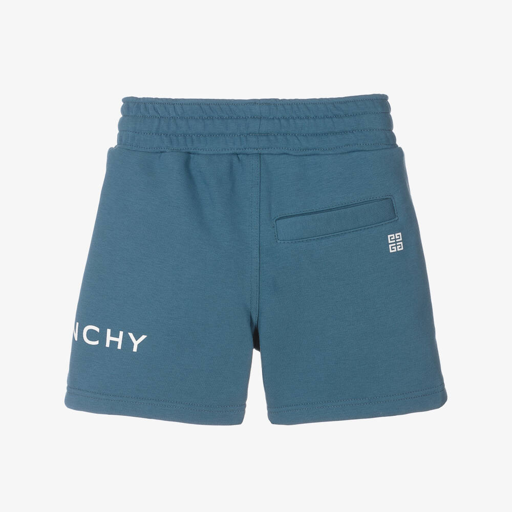 Givenchy-Boys Ash Blue Cotton Blend Shorts | Childrensalon Outlet