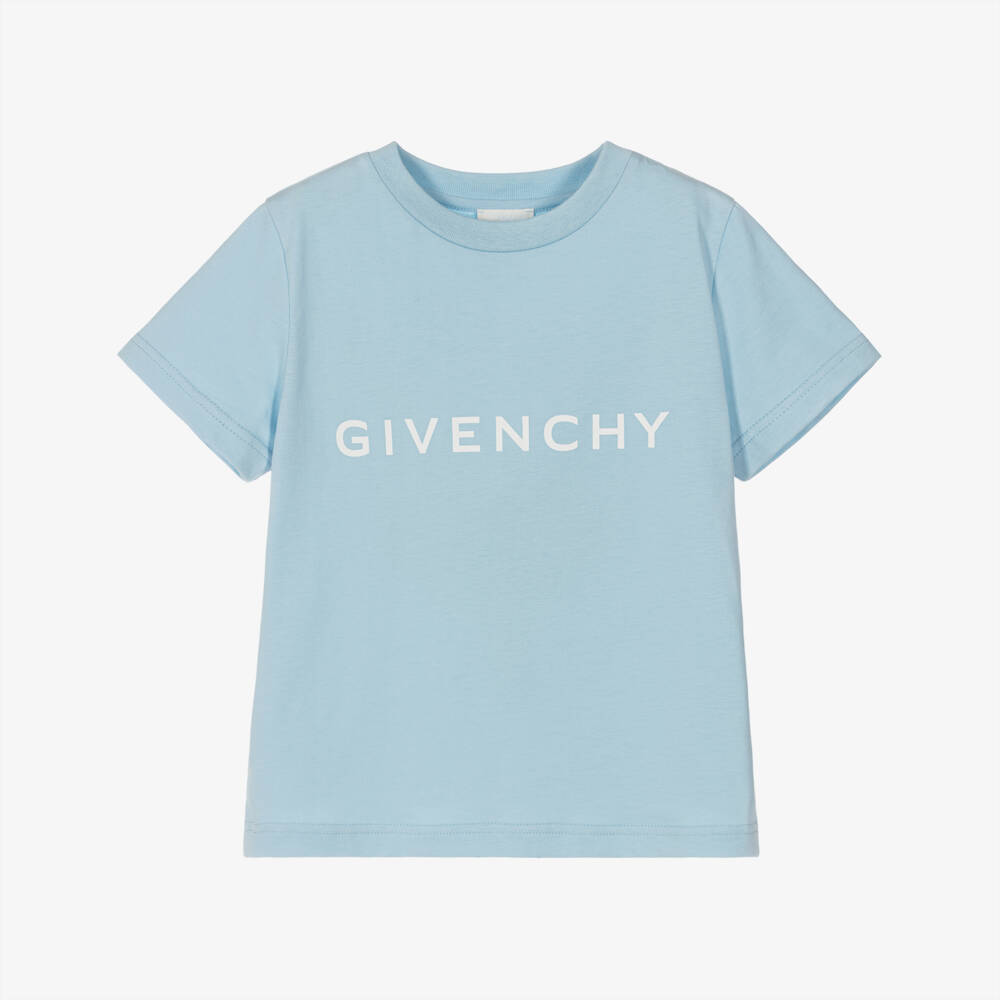 Givenchy-Boys Azure Cotton Logo Tee | Childrensalon Outlet