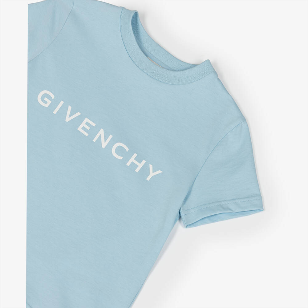 Givenchy-Boys Azure Cotton Logo Tee | Childrensalon Outlet
