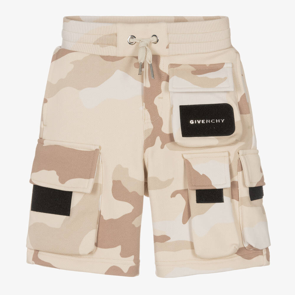 Givenchy - Boys Beige Camouflage Shorts | Childrensalon