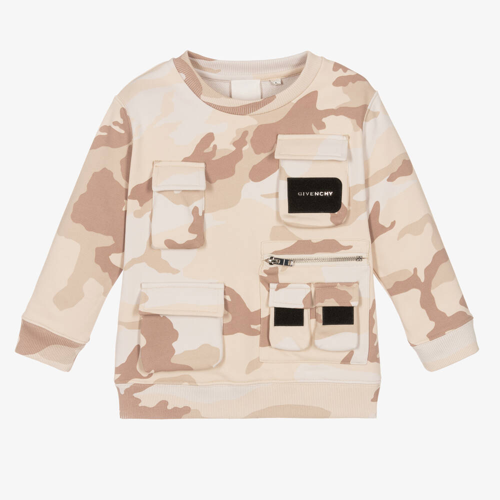Givenchy - Boys Beige Camouflage Sweatshirt | Childrensalon