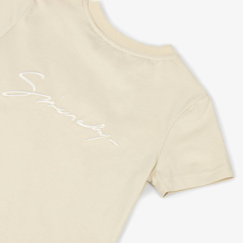Givenchy-Boys Beige Cotton 4G Crew Neck T-Shirt | Childrensalon Outlet