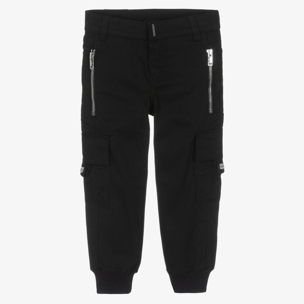 Givenchy - Boys Black 4G Cargo Trousers | Childrensalon