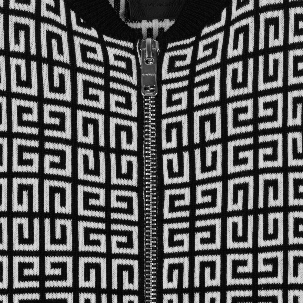 Givenchy-Черный жаккардовый топ на молнии с принтом 4G | Childrensalon Outlet