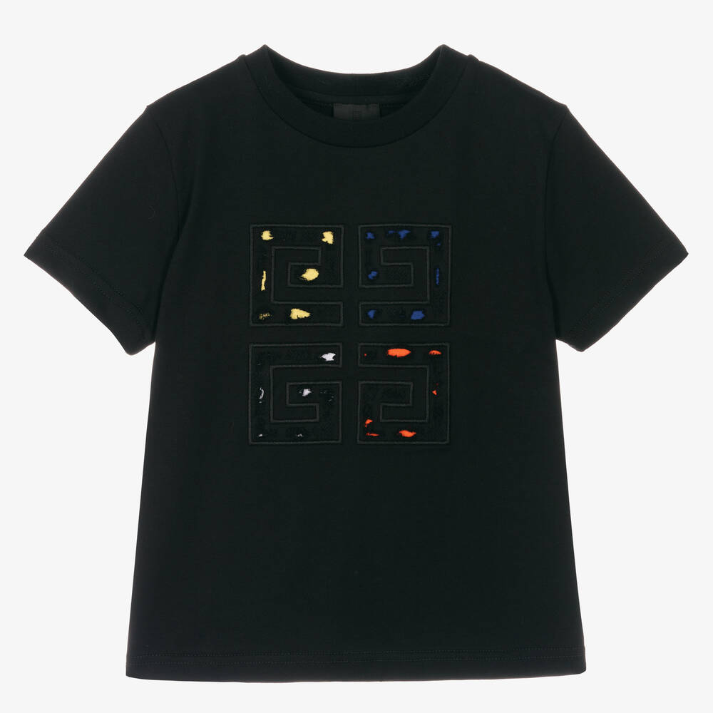 Givenchy - Boys Black 4G Logo T-Shirt | Childrensalon