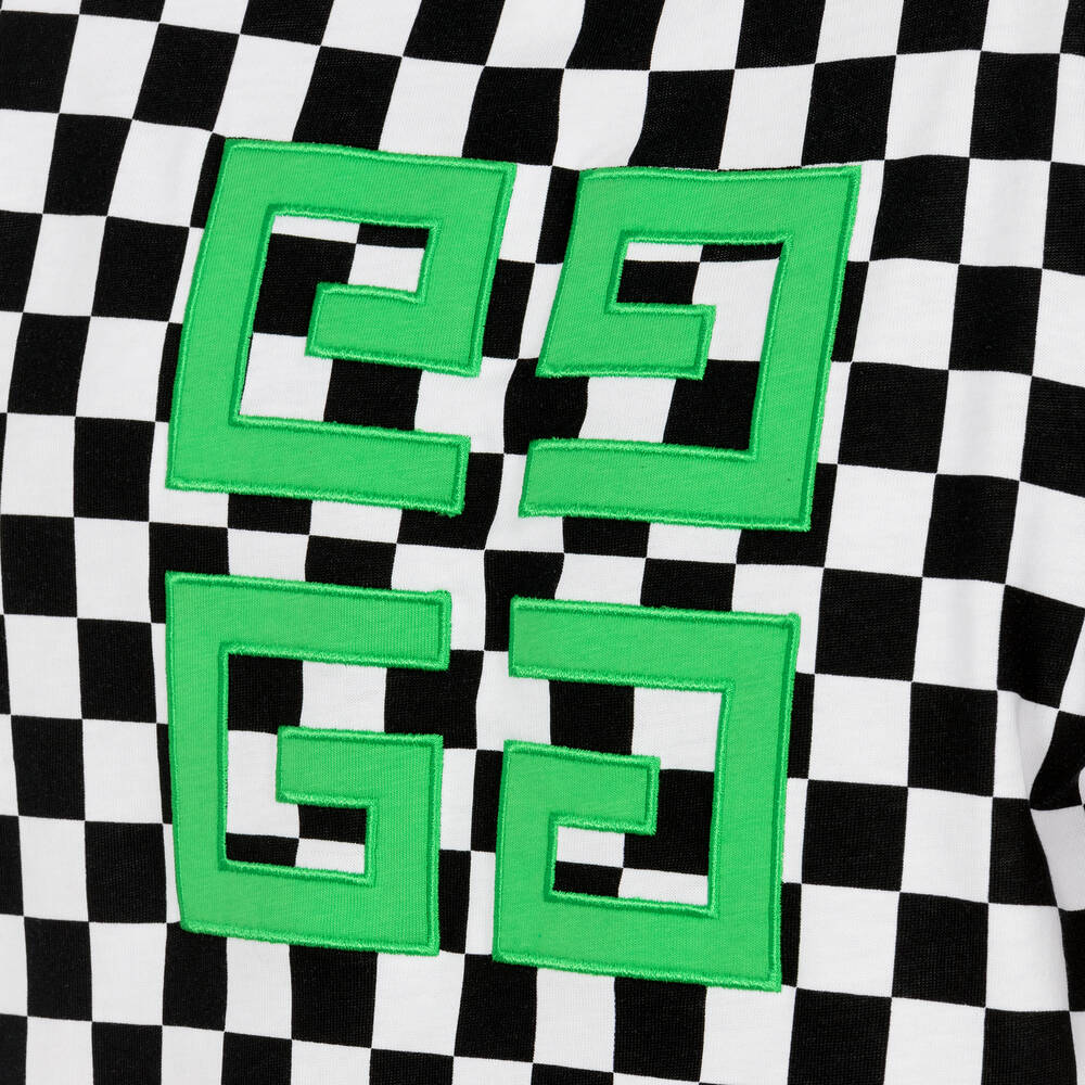 Givenchy-Boys Black Checkerboard T-Shirt | Childrensalon Outlet