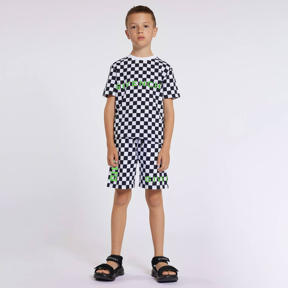 Givenchy-Boys Black Checkerboard T-Shirt | Childrensalon Outlet