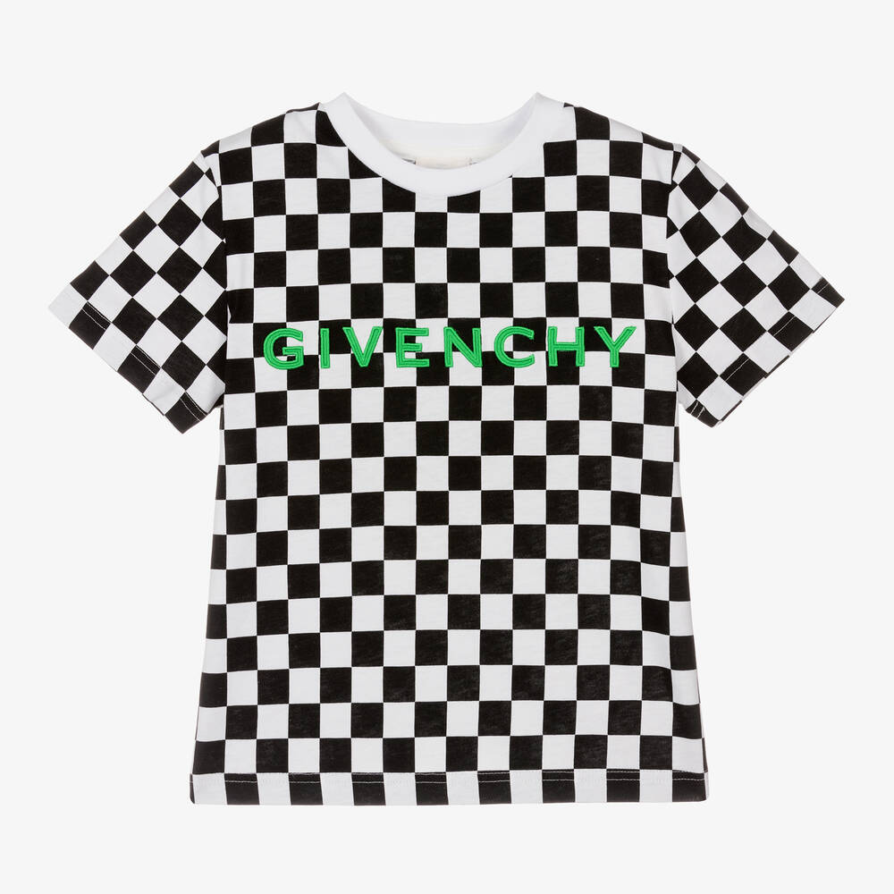 Givenchy-Boys Black Checkerboard T-Shirt | Childrensalon Outlet