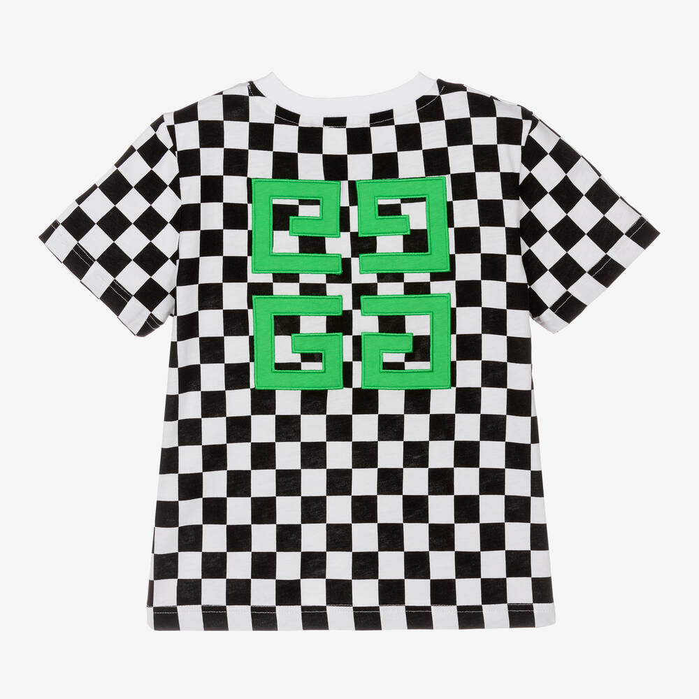 Givenchy-Boys Black Checkerboard T-Shirt | Childrensalon Outlet