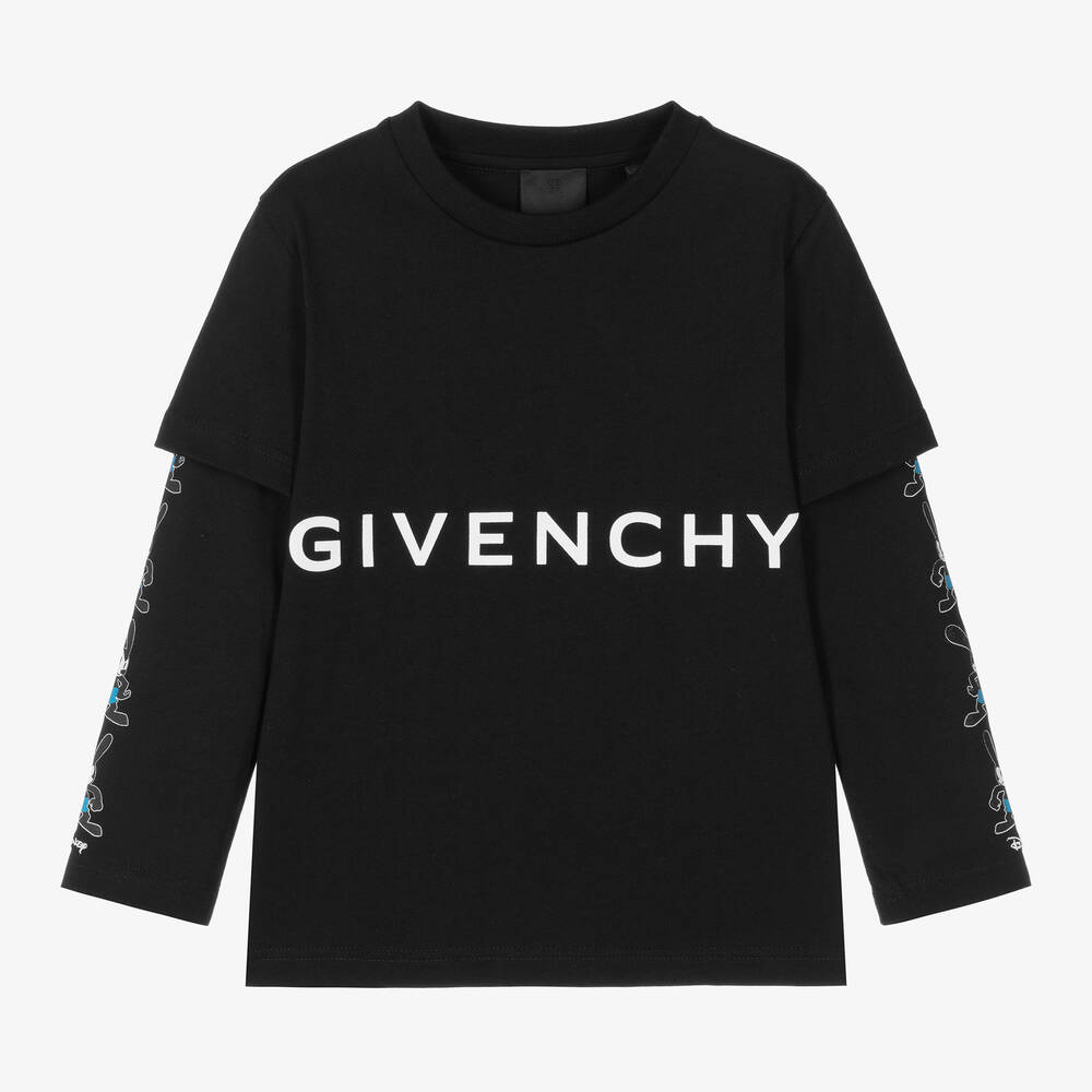 Givenchy - Boys Black Cotton Disney Graphic Top | Childrensalon