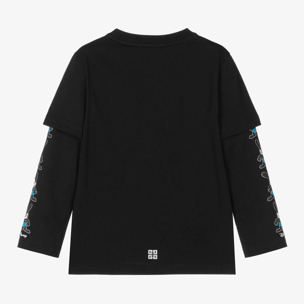 Givenchy-Boys Black Cotton Disney Graphic Top | Childrensalon Outlet