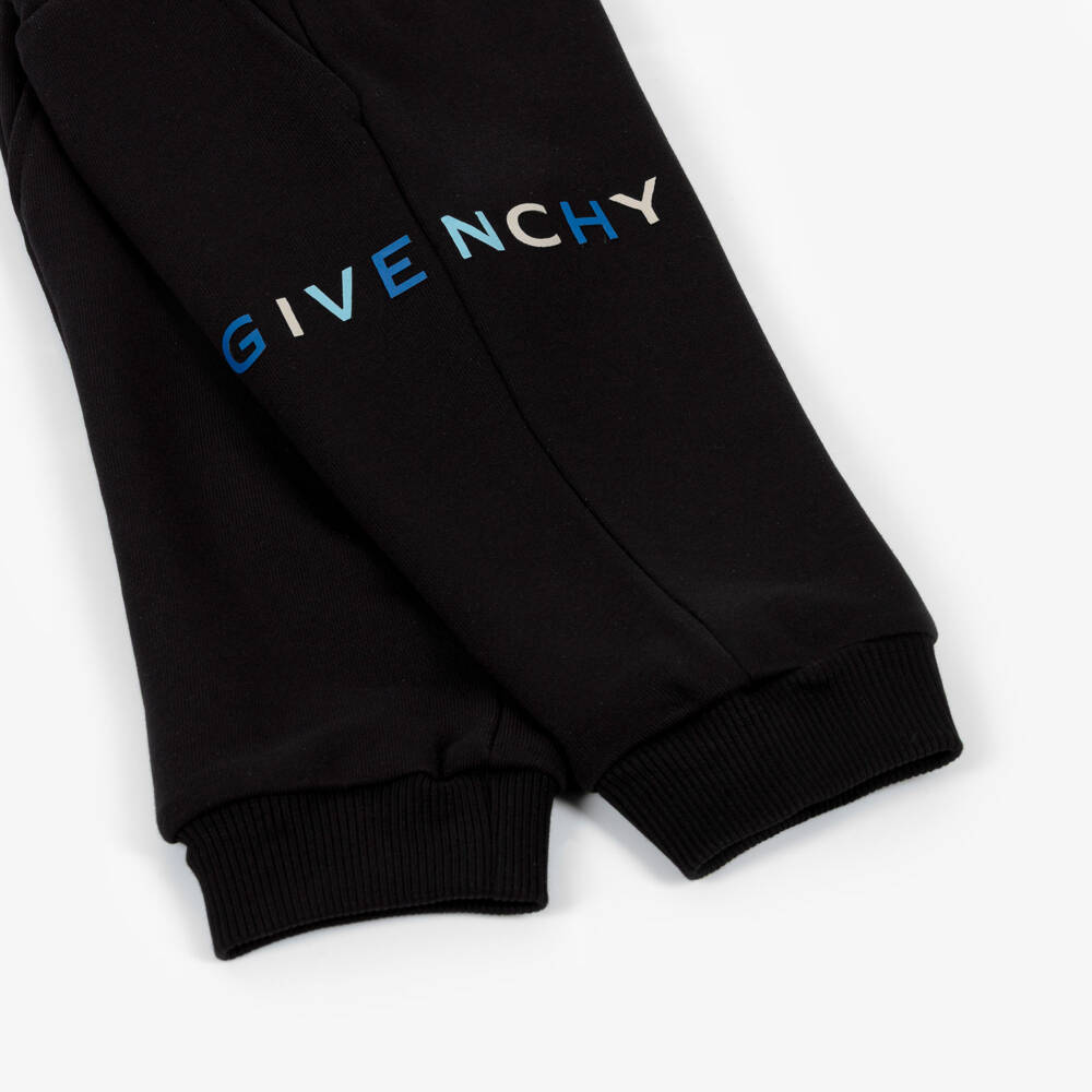 Givenchy-Boys Black Cotton Jersey Drawstring Joggers | Childrensalon Outlet