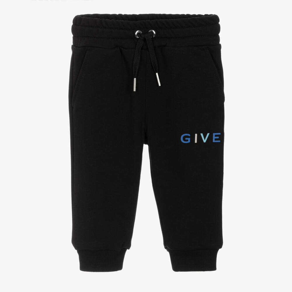 Givenchy-Boys Black Cotton Jersey Drawstring Joggers | Childrensalon Outlet