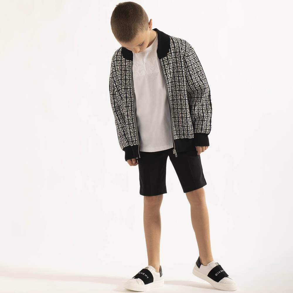 Givenchy-Черные шорты из хлопкового джерси | Childrensalon Outlet