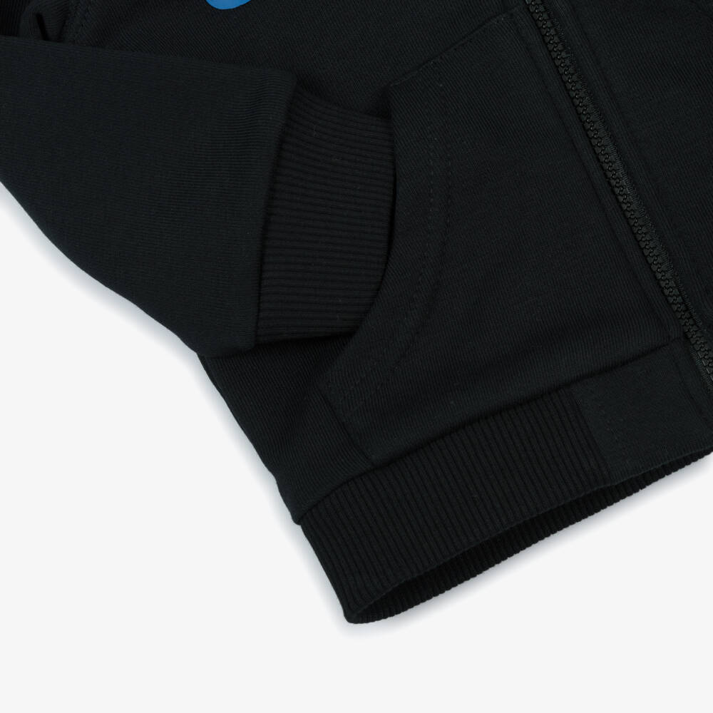 Givenchy-Boys Black Cotton Jersey Zip-Up Hooded Top | Childrensalon Outlet