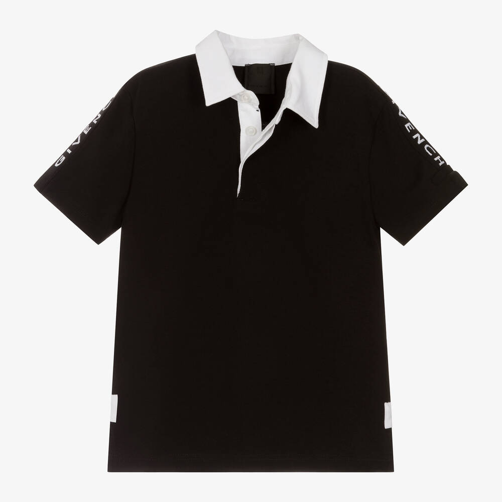 Givenchy-Boys Black Cotton Rugby Shirt | Childrensalon Outlet