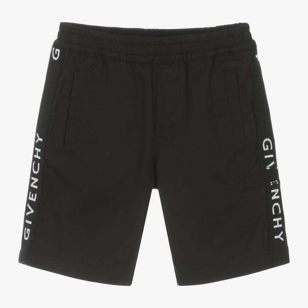Givenchy-Boys Black Cotton Twill Shorts | Childrensalon Outlet