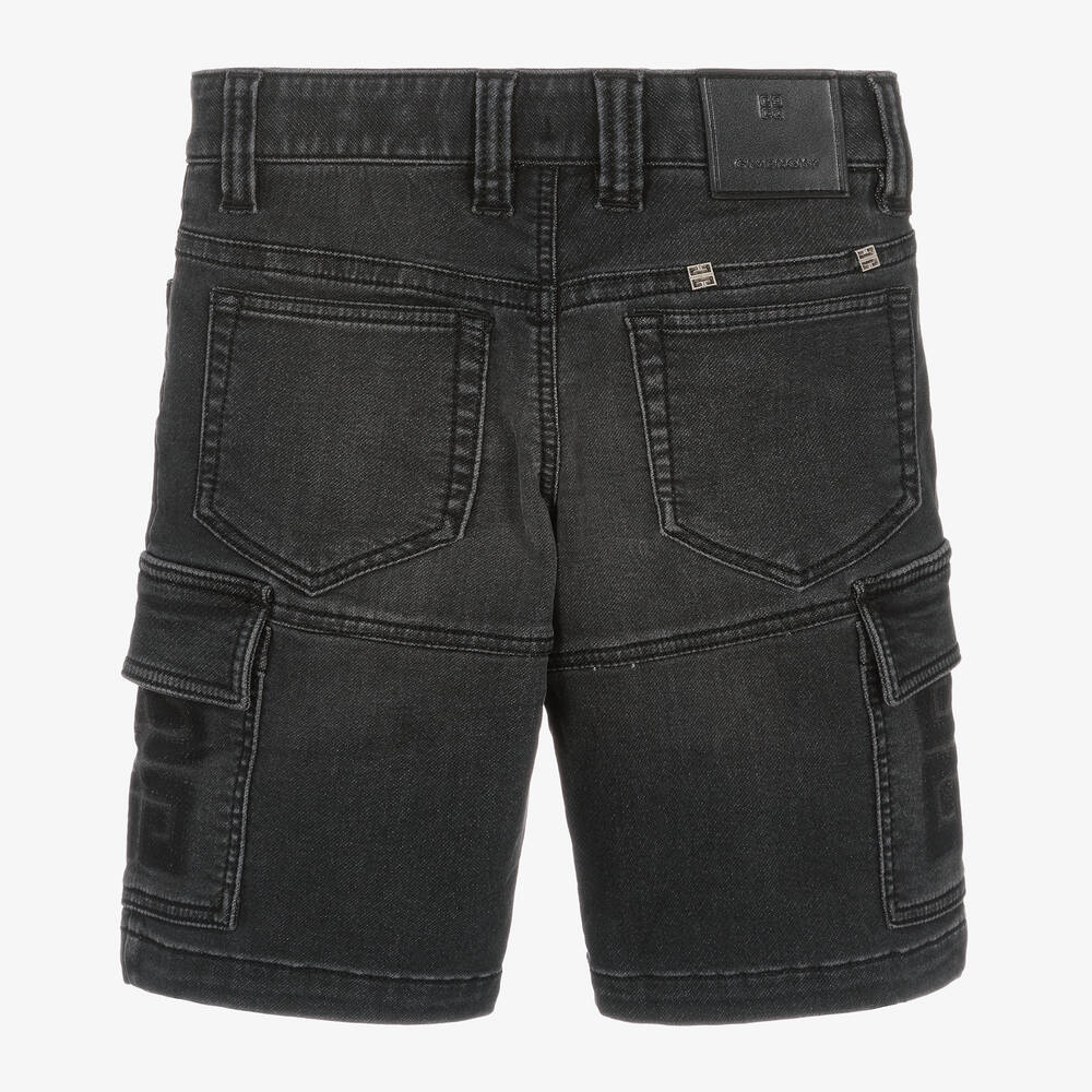 Givenchy-شورت كارغو قطن دنيم لون أسود للأولاد | Childrensalon Outlet