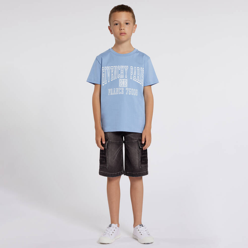 Givenchy Boys Black Denim Cargo Shorts Childrensalon Outlet