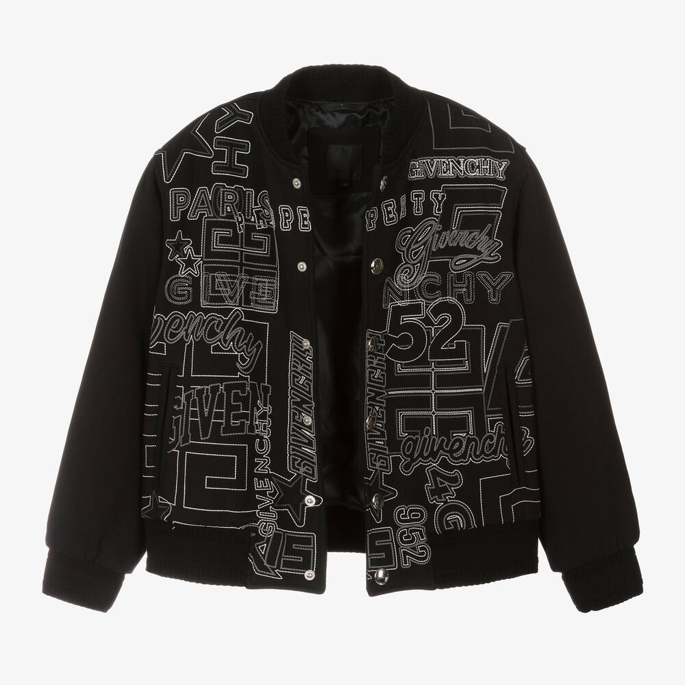 Givenchy-Boys Black Embroidered Cotton Jacket | Childrensalon Outlet