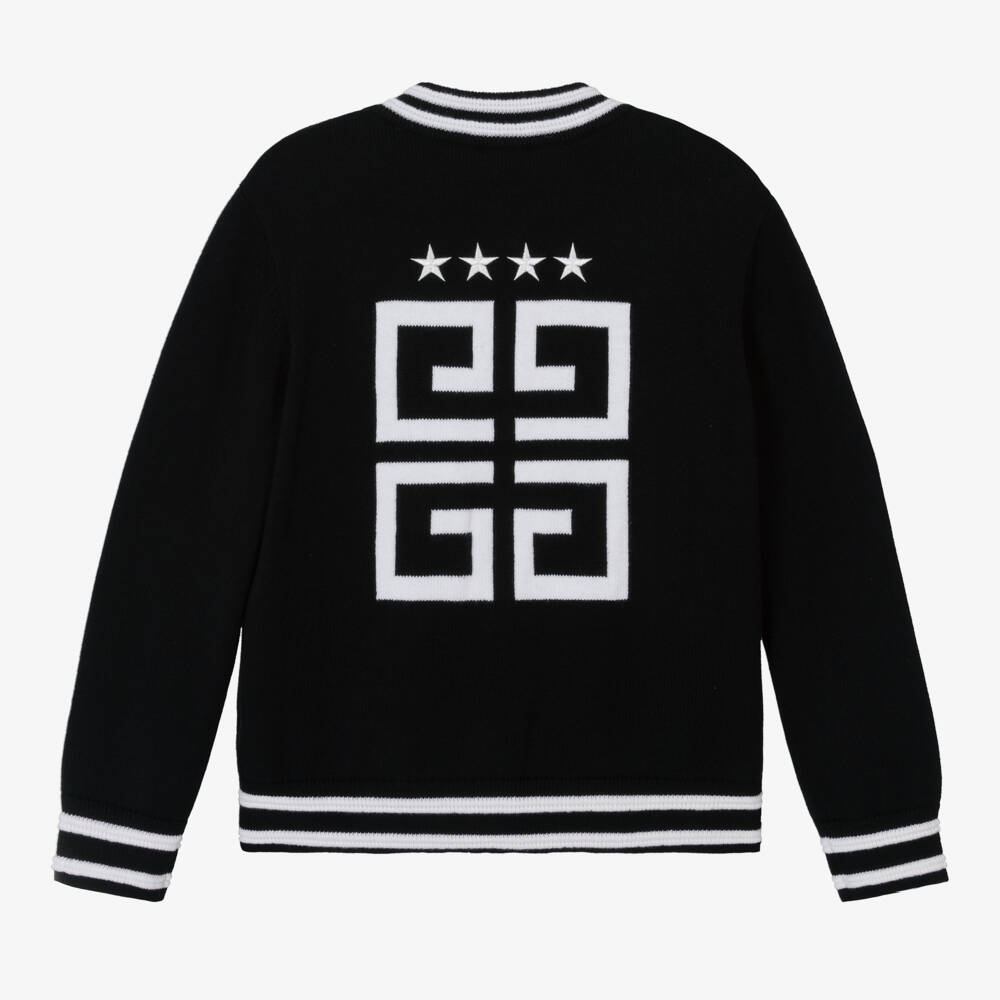 Givenchy-توب بسحاب مزيج قطن وكشمير محبوك لون أسود للأولاد | Childrensalon Outlet