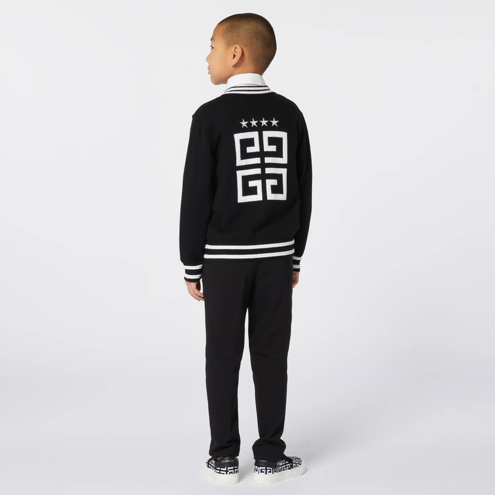 Givenchy-توب بسحاب مزيج قطن وكشمير محبوك لون أسود للأولاد | Childrensalon Outlet