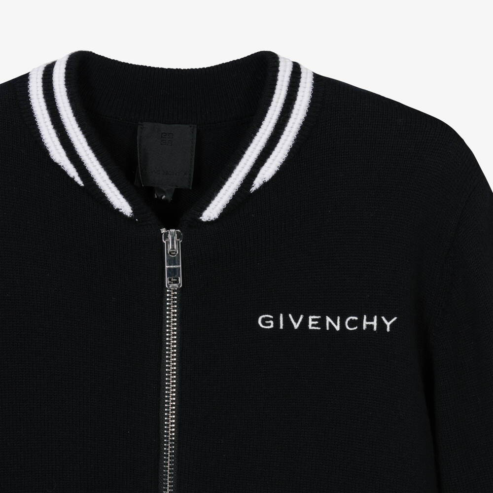 Givenchy-توب بسحاب مزيج قطن وكشمير محبوك لون أسود للأولاد | Childrensalon Outlet