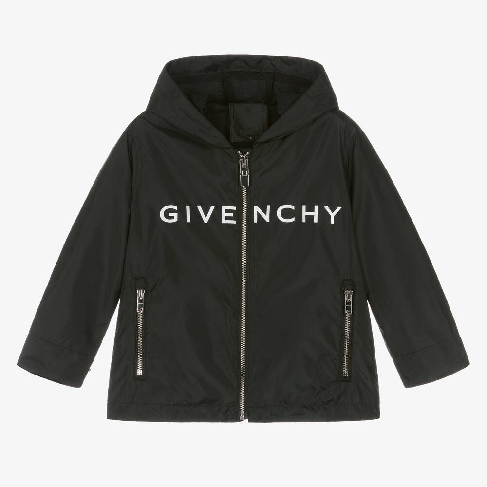 Givenchy - جاكيت هودي واقي من الرياح لون أسود للأولاد | Childrensalon