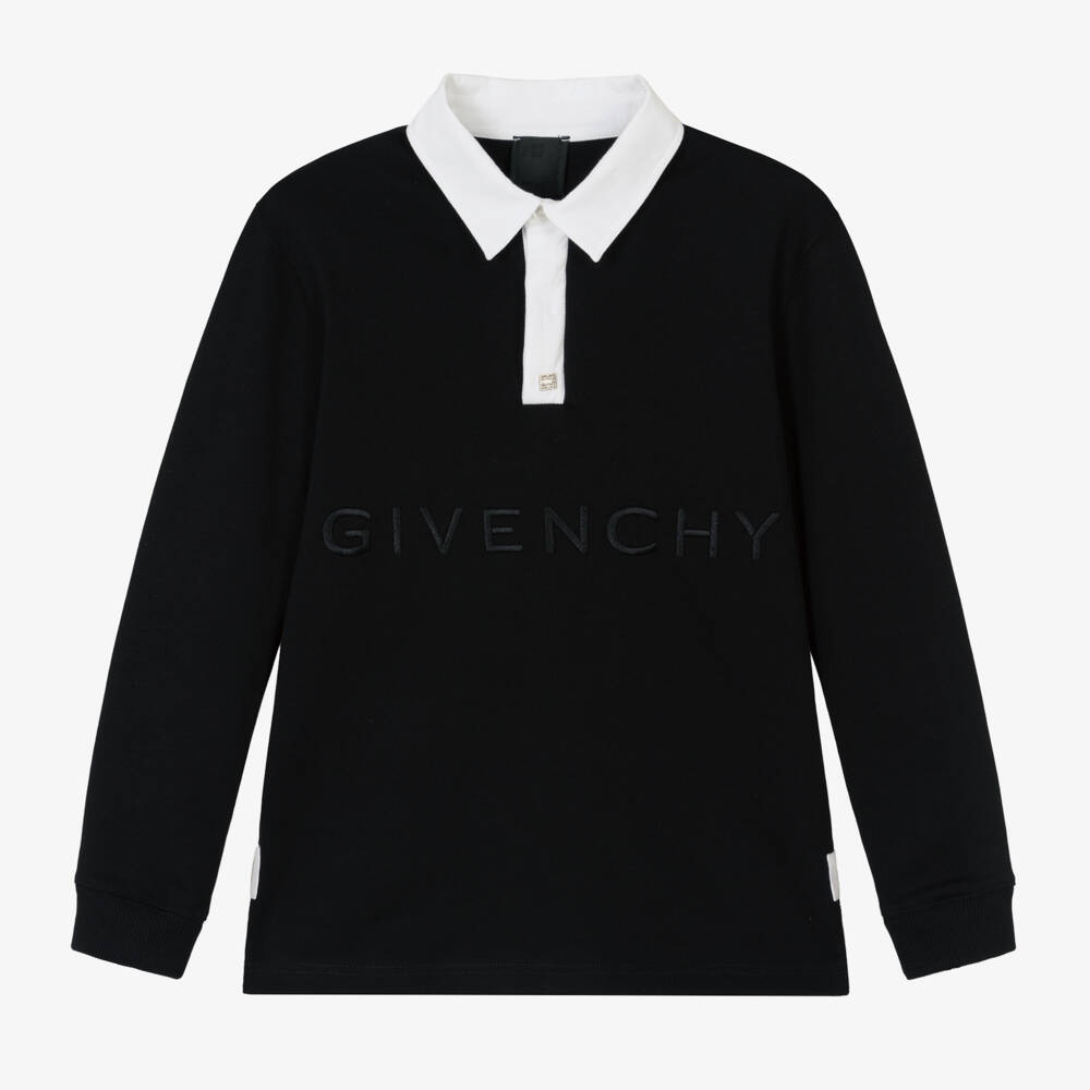Givenchy-Boys Black Long Sleeve Polo | Childrensalon Outlet