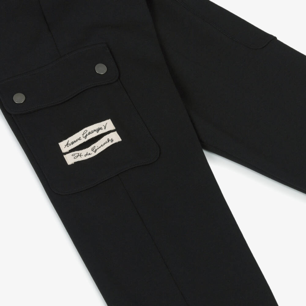 Givenchy-Boys Black Milano Jersey Cargo Trousers | Childrensalon Outlet