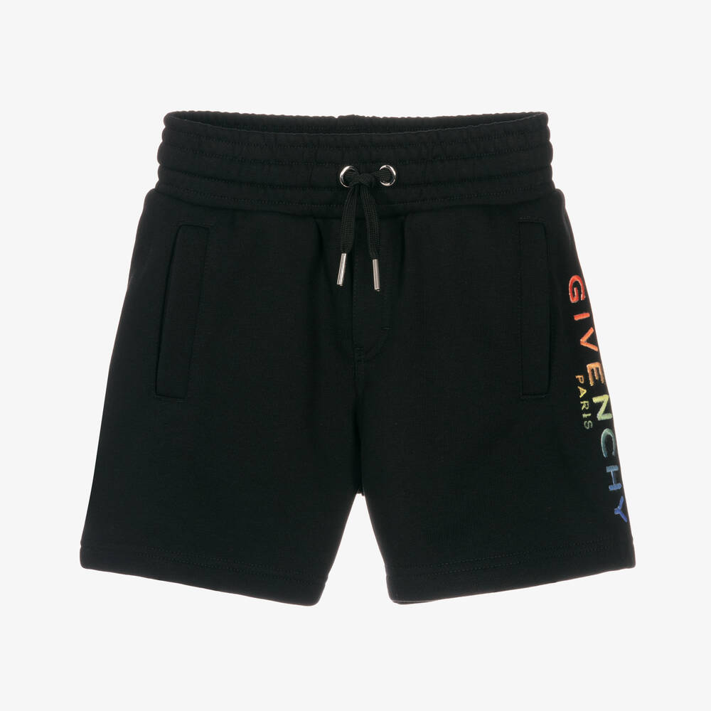Givenchy - Boys Black Multi Logo Jersey Shorts | Childrensalon