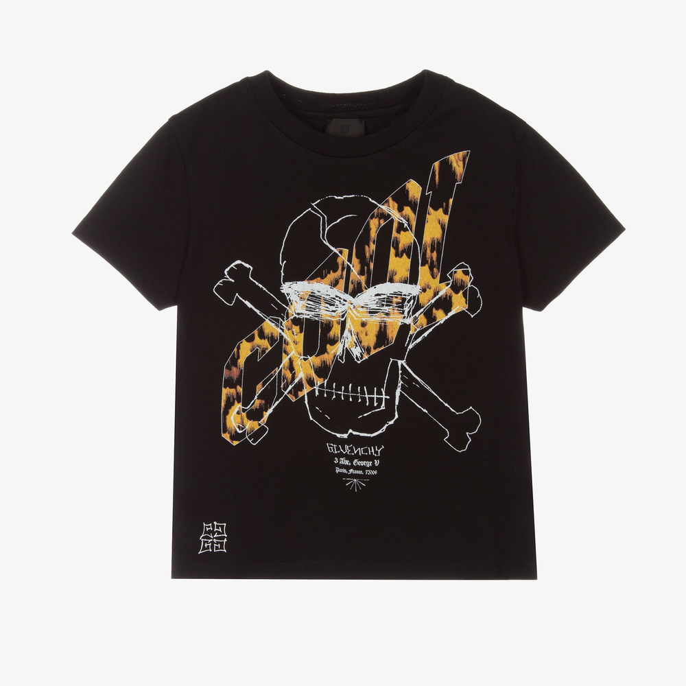 Givenchy - Черная футболка с черепом для мальчиков | Childrensalon