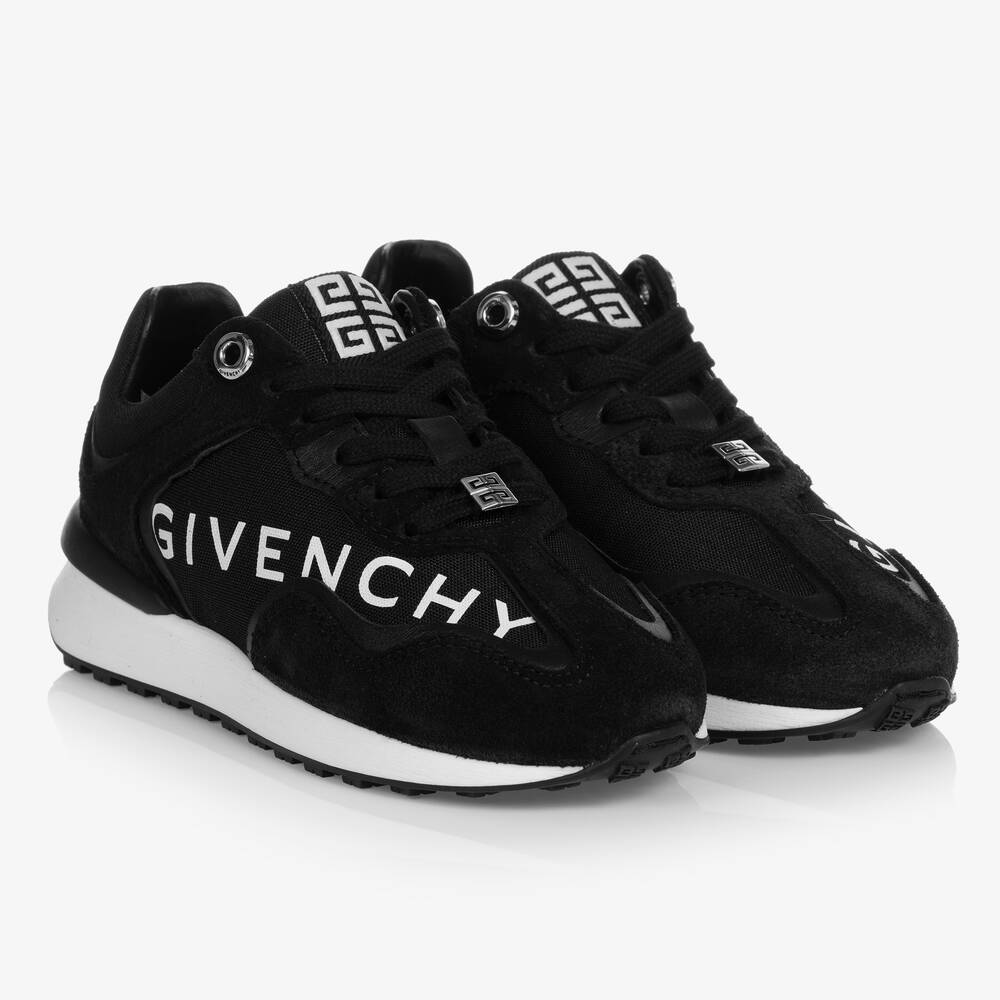 Givenchy - Boys Black Suede Leather Trainers | Childrensalon